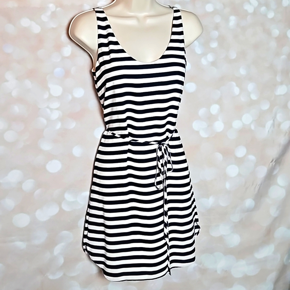 Loft | Black and White Striped Summer Dress